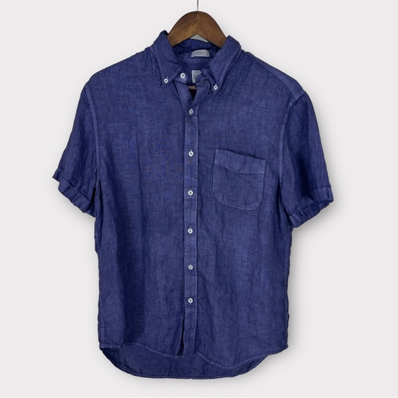 J. Crew Other - Upcycled J. Crew Baird Irish Linen Button Front Shirt Blue Indigo Navy Medium